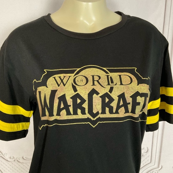 WeLoveFine x World of Warcraft Black & Yellow Varsity Style Womens Small Top - Picture 2 of 4